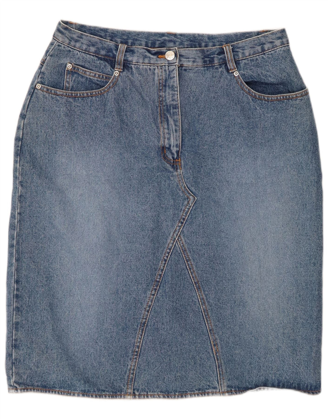 VINTAGE ženska traper suknja visokog struka UK 18 XL W32 Plava