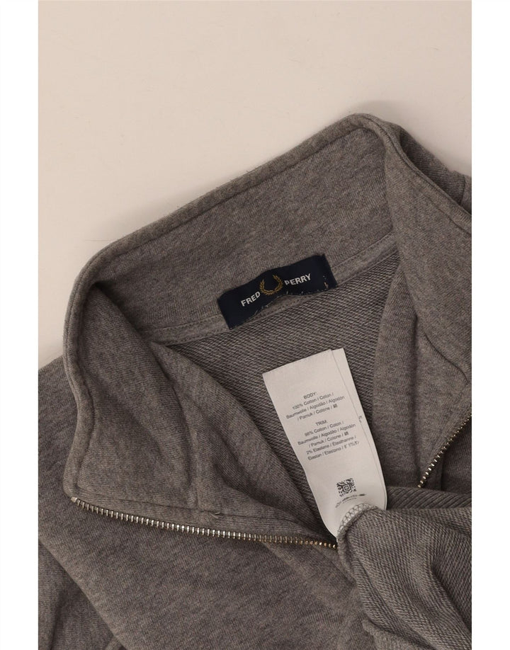 FRED PERRY Muški pulover s izrezom i velikim sivim pamukom