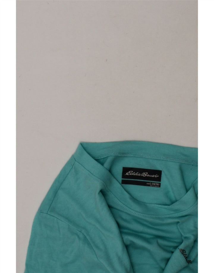 EDDIE BAUER Boys T-Shirt Top 14-15 Years Large  Turquoise Polyester Vintage Eddie Bauer and Second-Hand Eddie Bauer from Messina Hembry 