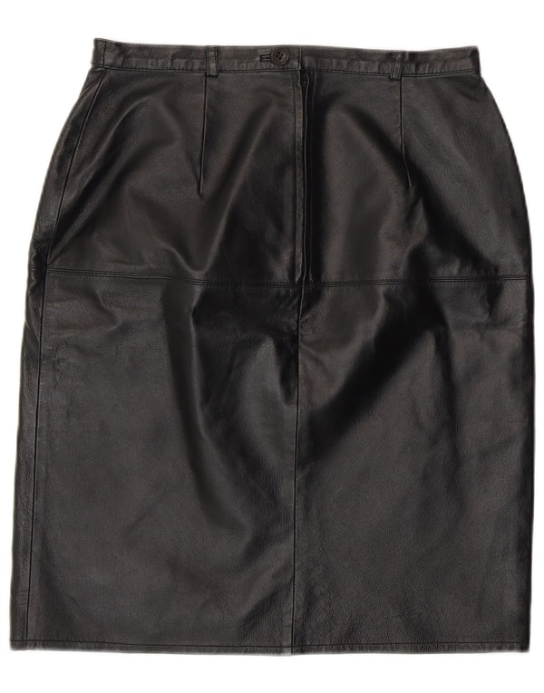 Vintage ženska kožna pencil suknja UK 12 srednje veličine W28 crna koža