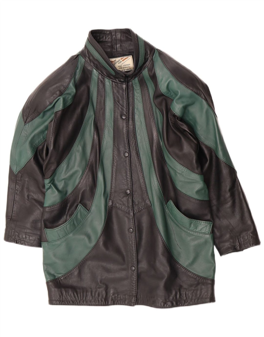 Vintage ženska kožna jakna širokog kroja EU 46 XL od crne kože u boji