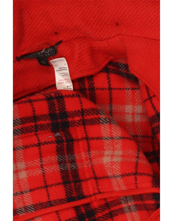 Topshop ženski duffle kaput s kapuljačom UK 8 Mala crvena vuna