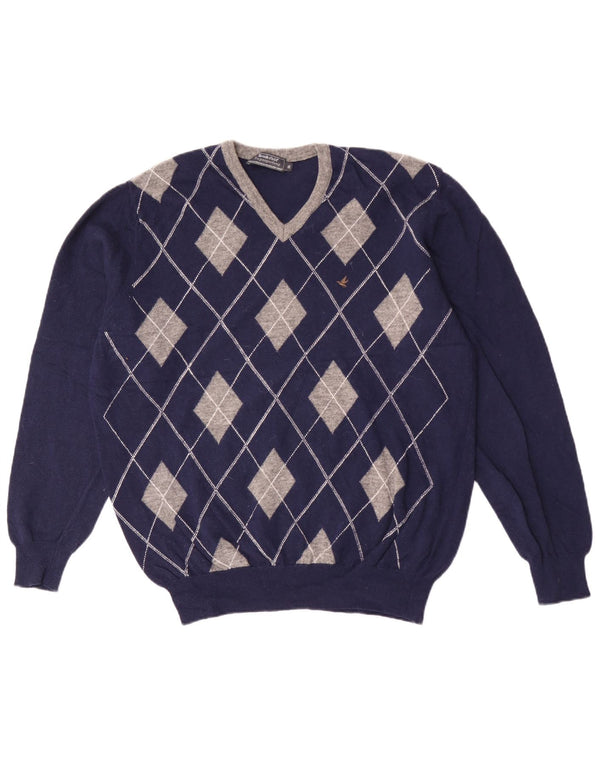 Brooksfield muški džemper s V-izrezom IT 56 XL tamnoplavi Argyle/Diamond