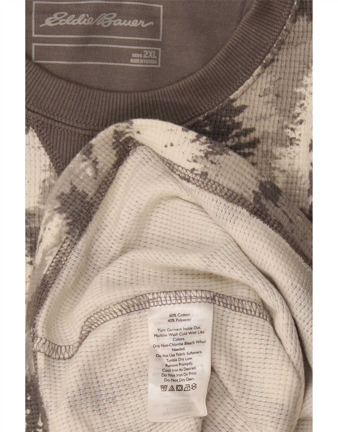 EDDIE BAUER Muška majica s apstraktnim uzorkom dugih rukava 2XL, sivi pamuk