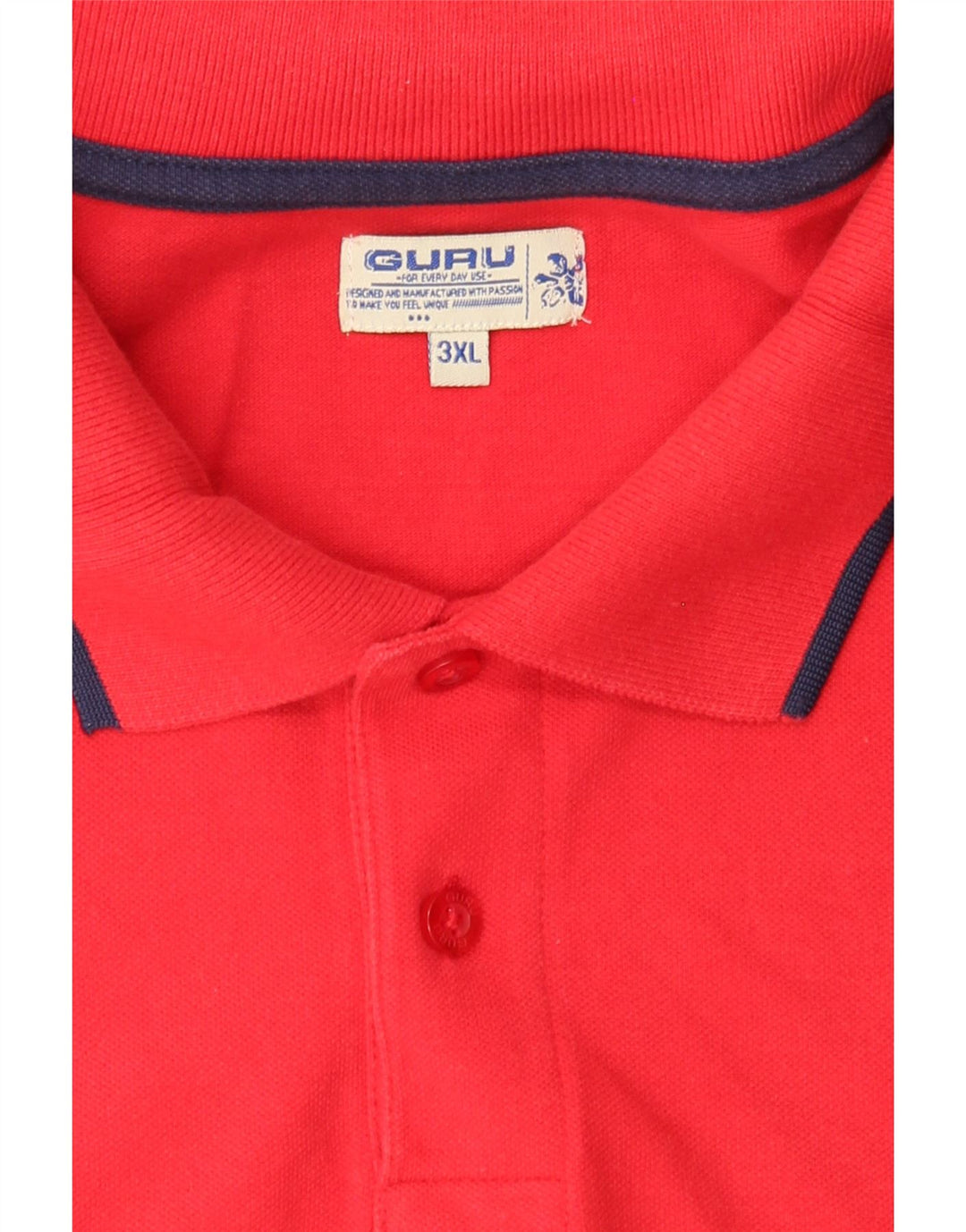 GURU Mens Polo Shirt 3XL Red Cotton Vintage Guru and Second-Hand Guru from Messina Hembry 