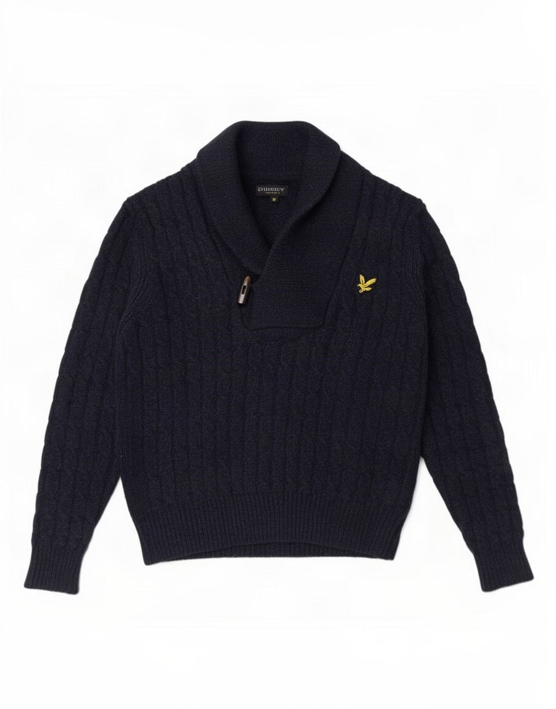 Lyle & Scott muški džemper sa šal izrezom srednje tamnoplave vune