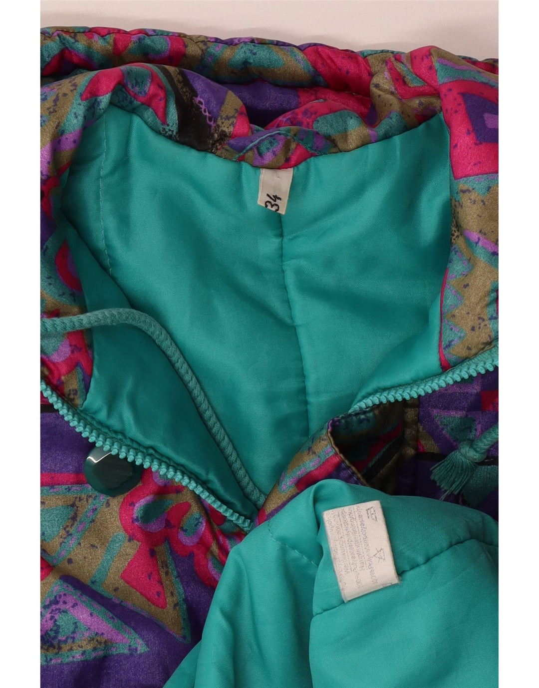 VINTAGE Vjetrovka s kapuljačom za djevojčice 15-16 godina Raznobojna geometrijska