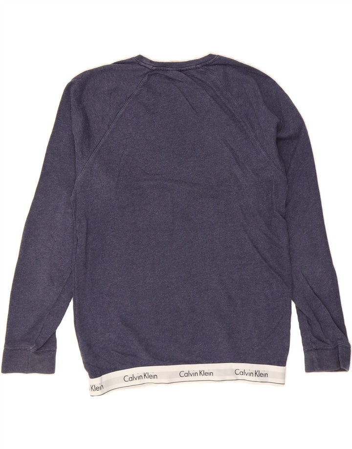 CALVIN KLEIN Mens Graphic Sweatshirt Jumper Small Navy Blue Cotton Vintage Calvin Klein and Second-Hand Calvin Klein from Messina Hembry 