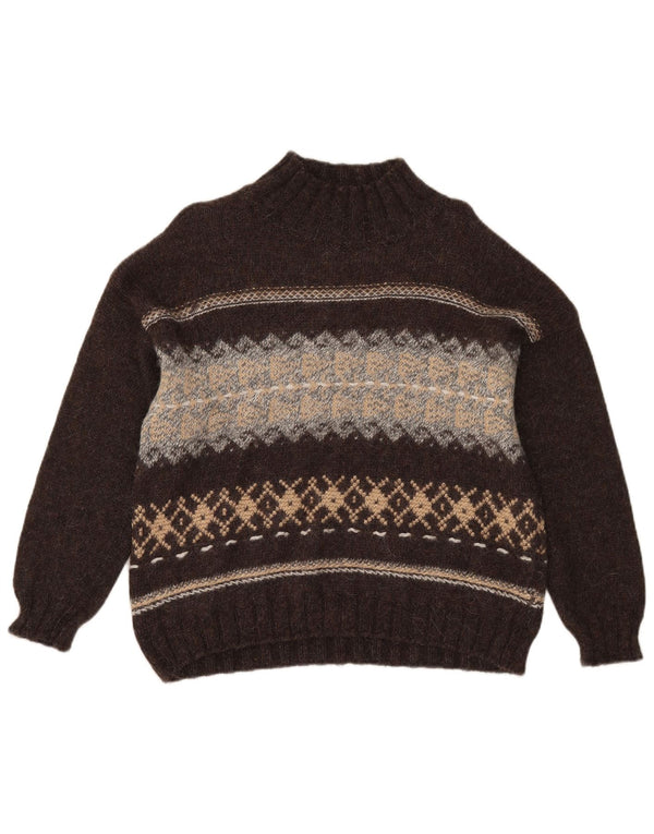 Ženski džemper s kornjačičastim ovratnikom Sisley UK 14 Srednje smeđi Fair Isle