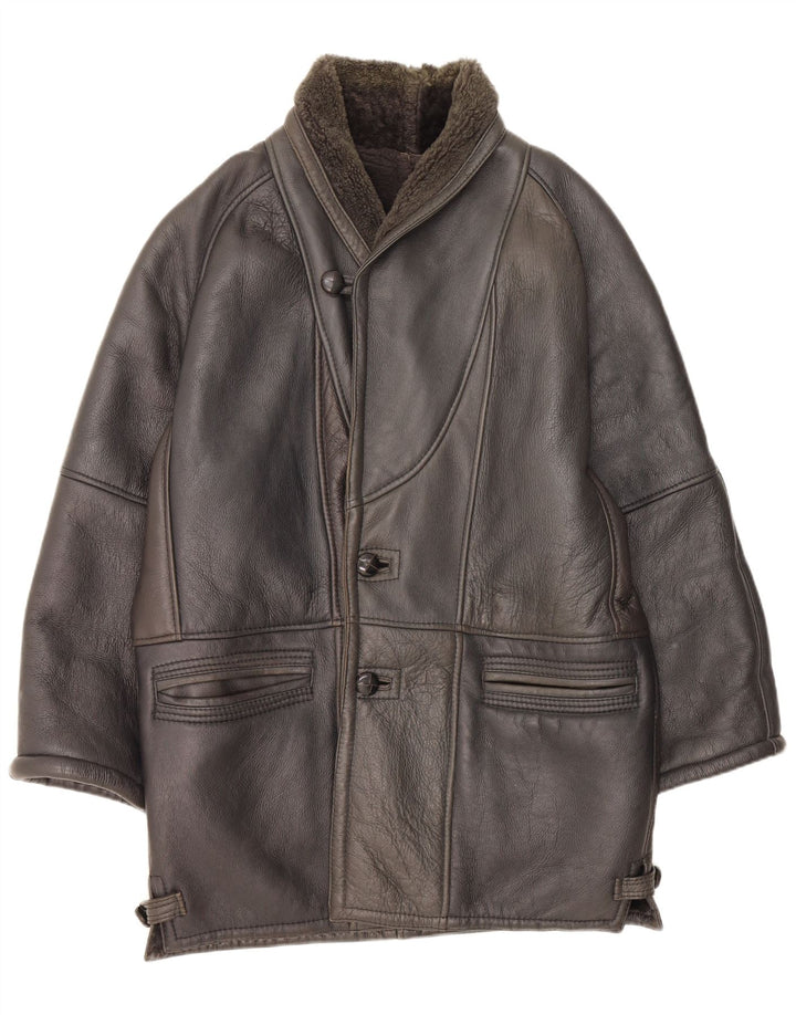 Vintage muški gornji kaput od šišanih šiša UK 42 XL crni