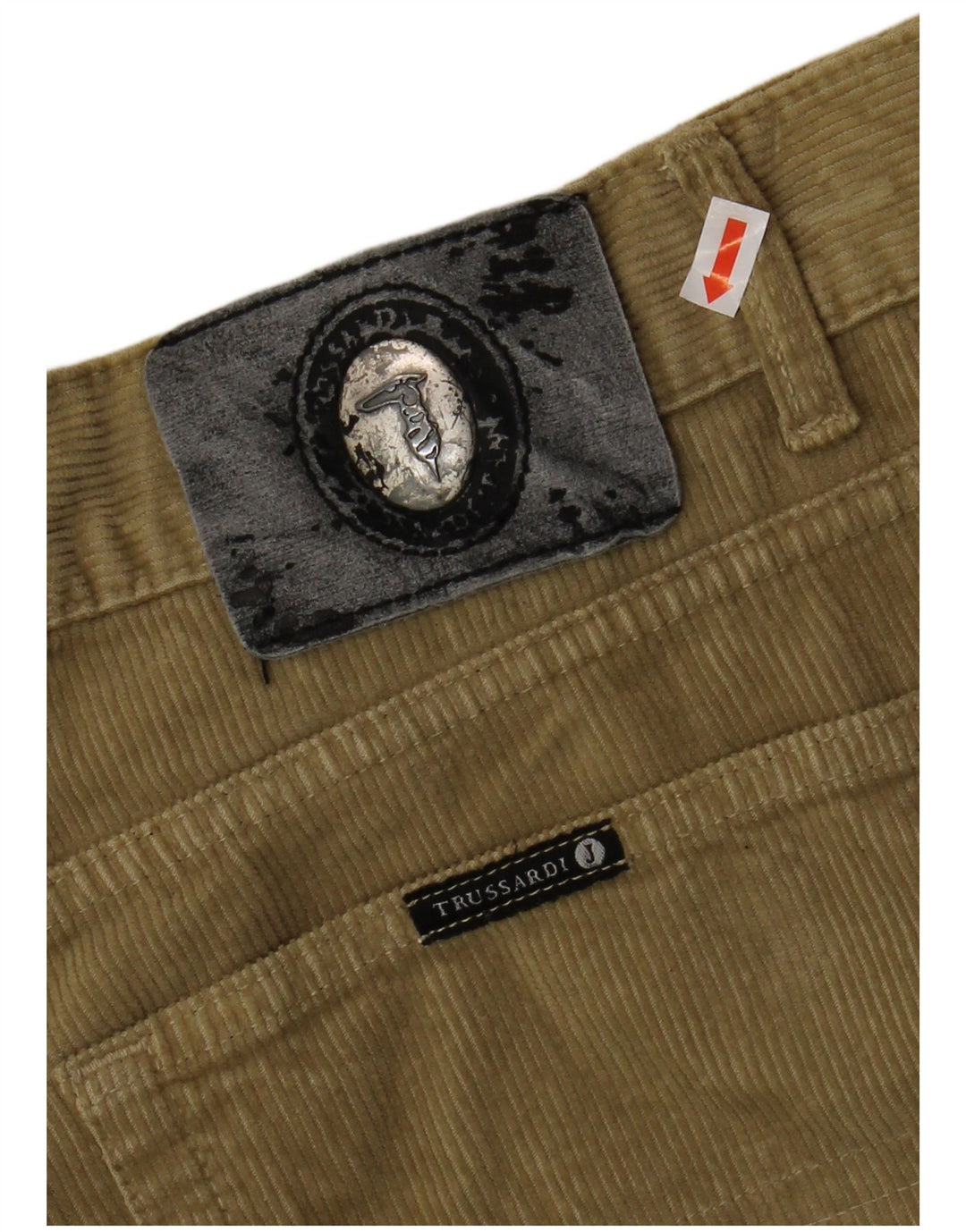 TRUSSARDI Muške ravne hlače od samta IT 54 2XL W40 L32 kaki pamuk