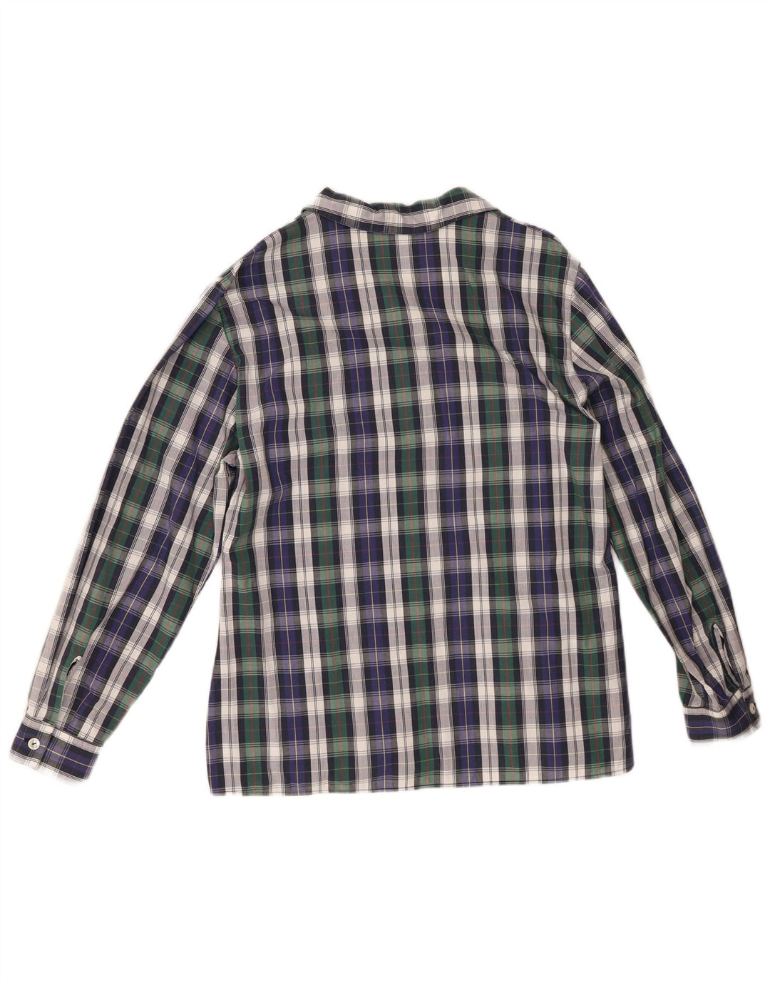 BENETTON Womens Shirt IT 46 Large Navy Blue Check Cotton