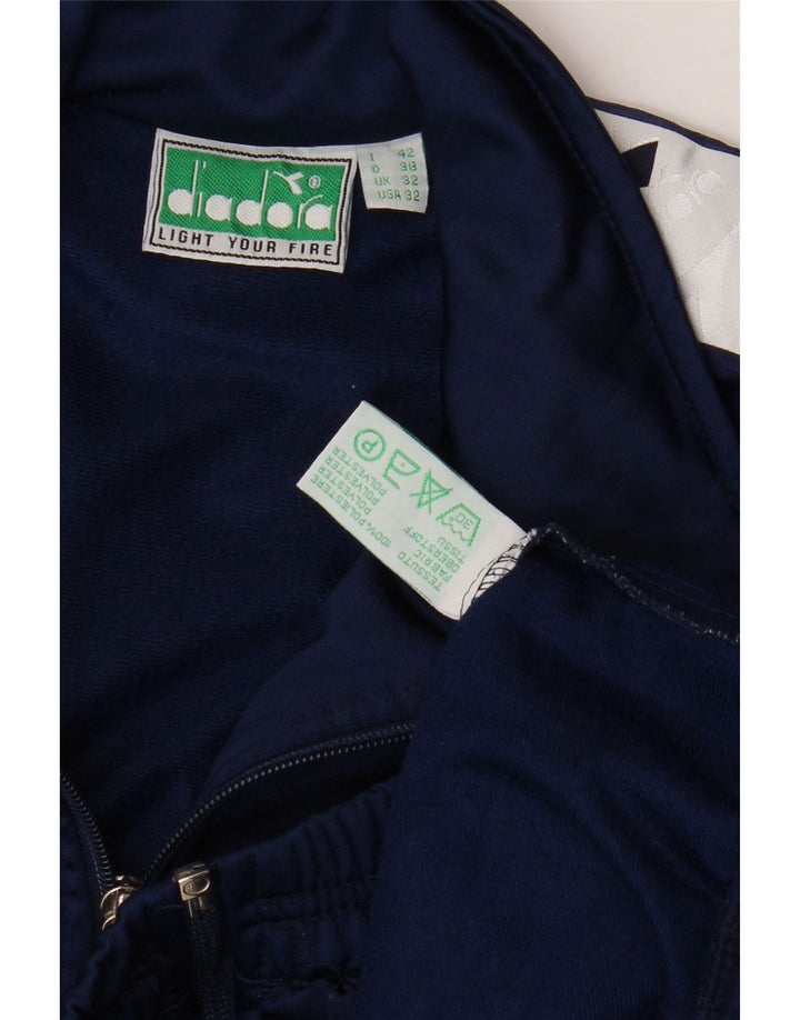DIADORA Womens Tracksuit Top Jacket IT 42 Medium Navy Blue Colourblock Vintage Diadora and Second-Hand Diadora from Messina Hembry 