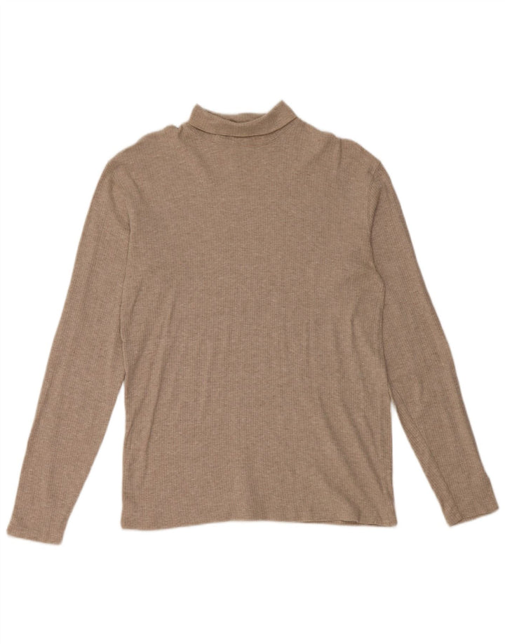 J. CREW Ženski pulover s rol izrezom UK 14 srednje bež pamuk