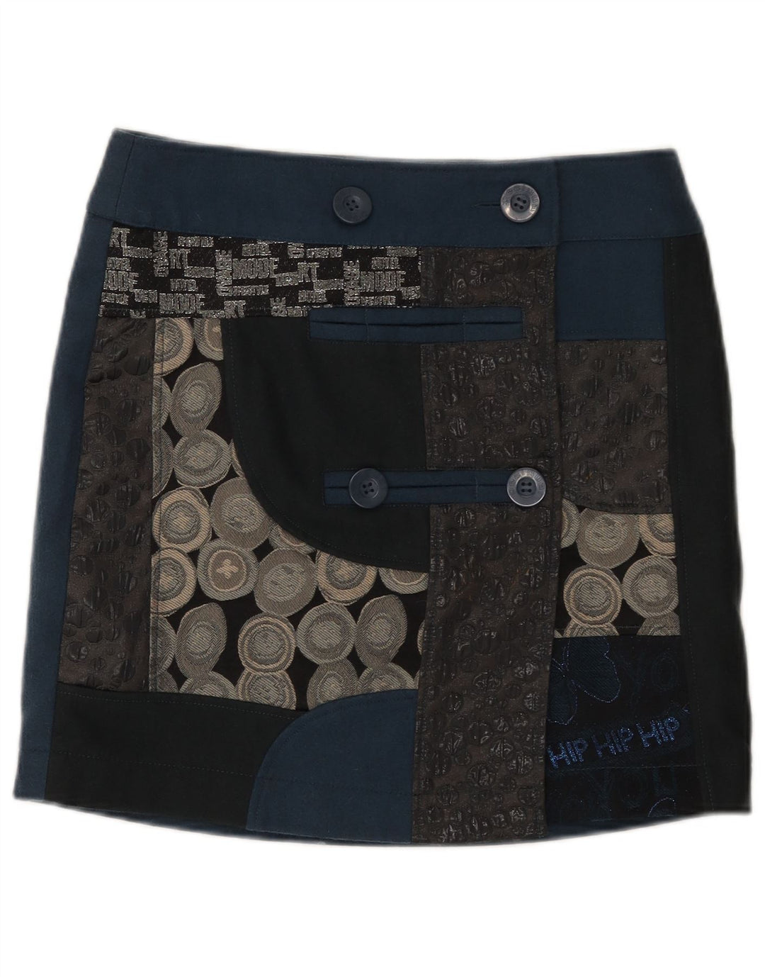 Desigual ženska suknja A-kroja EU 38 srednje veličine W32 tamnoplava geometrijska
