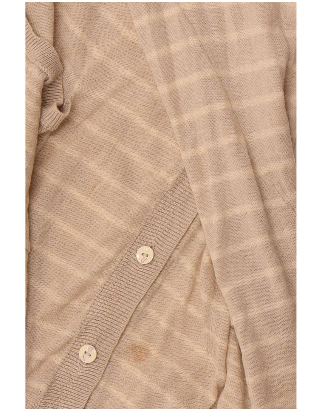 WHITE STUFF Ženski kardigan pulover UK 14 Veliki bež prugasti lan