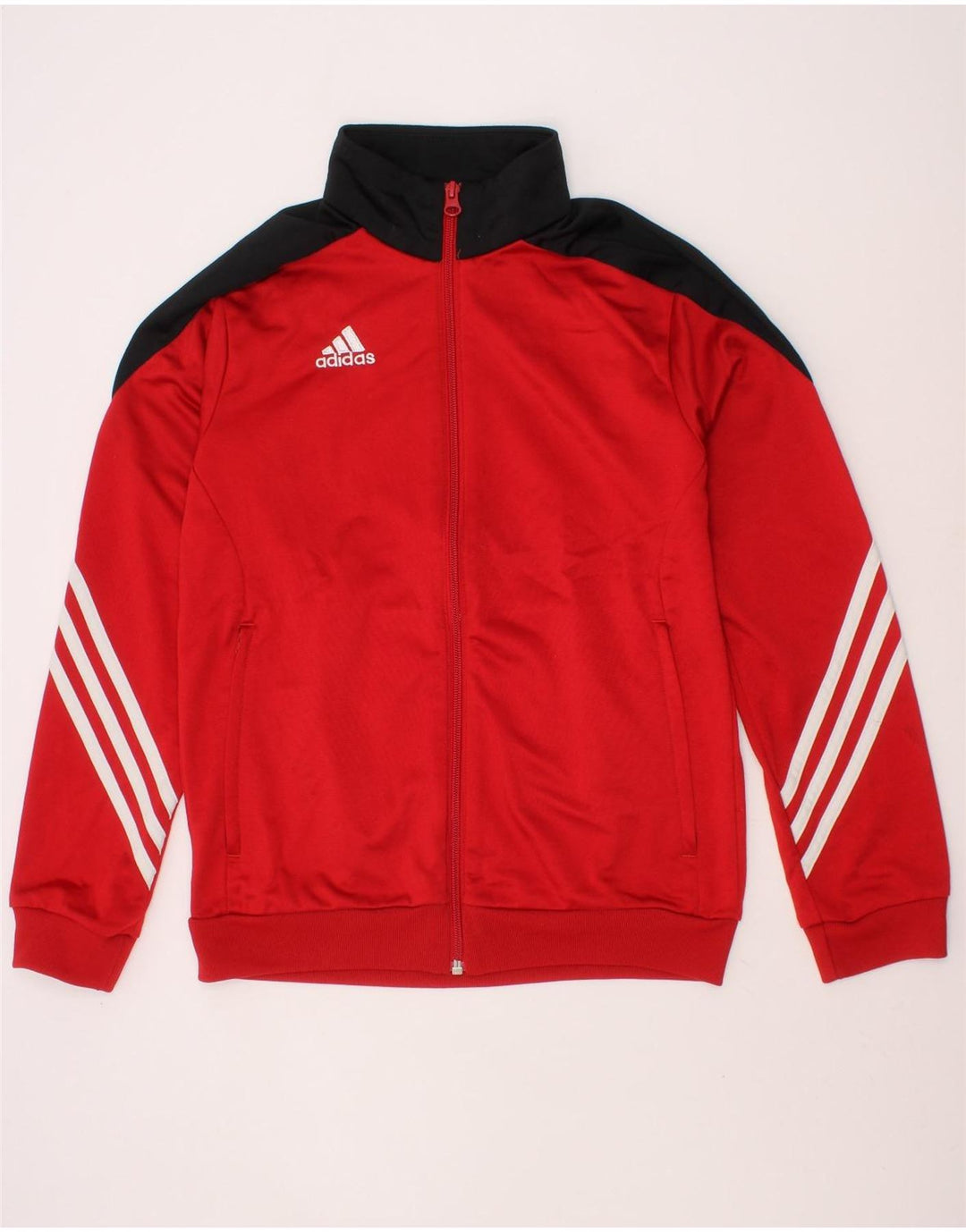 ADIDAS Boys Tracksuit Top Jacket 11-12 Years Red Colourblock Polyester Vintage Adidas and Second-Hand Adidas from Messina Hembry 