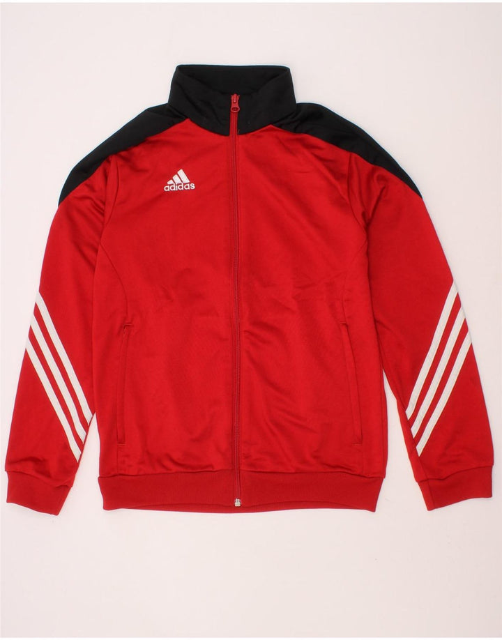 ADIDAS Boys Tracksuit Top Jacket 11-12 Years Red Colourblock Polyester Vintage Adidas and Second-Hand Adidas from Messina Hembry 