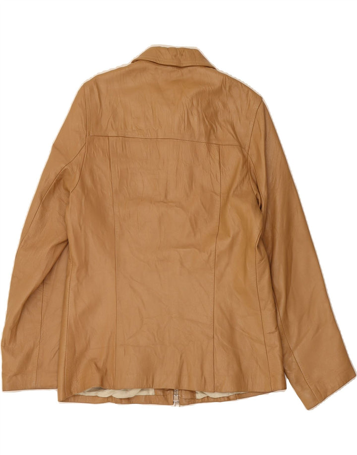 VINTAGE Womens Leather Jacket IT 46 Large Beige Leather Vintage Vintage and Second-Hand Vintage from Messina Hembry 