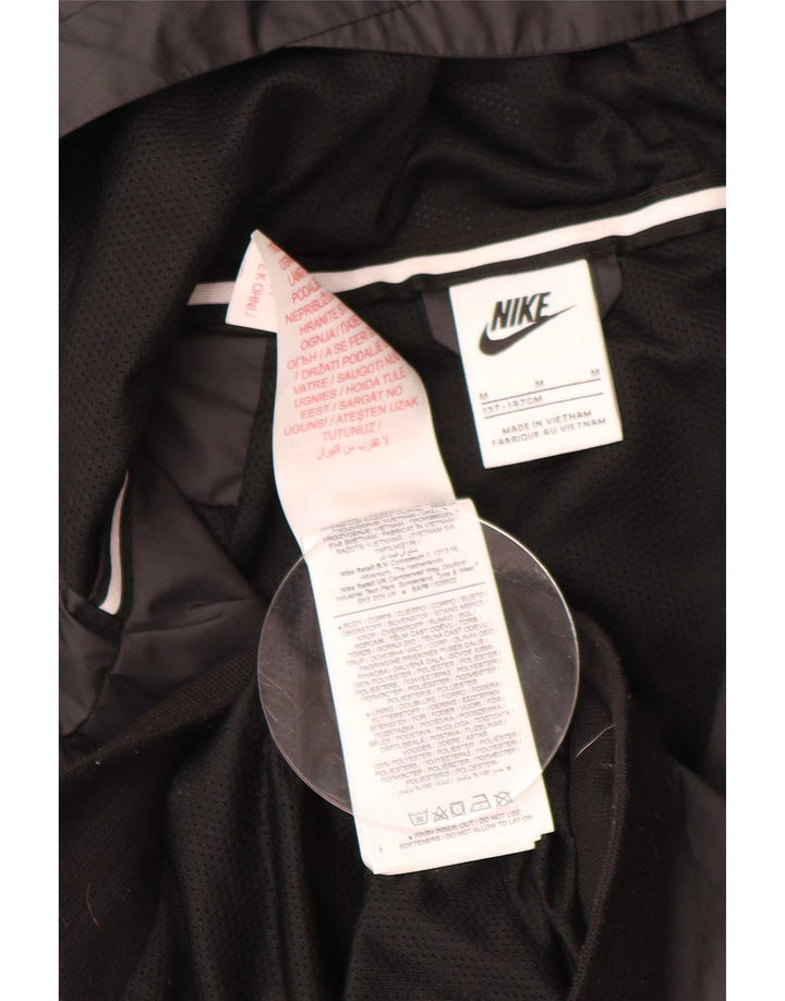 Kišna jakna s kapuljačom Nike za dječake 10-11 godina srednje crne boje od poliestera