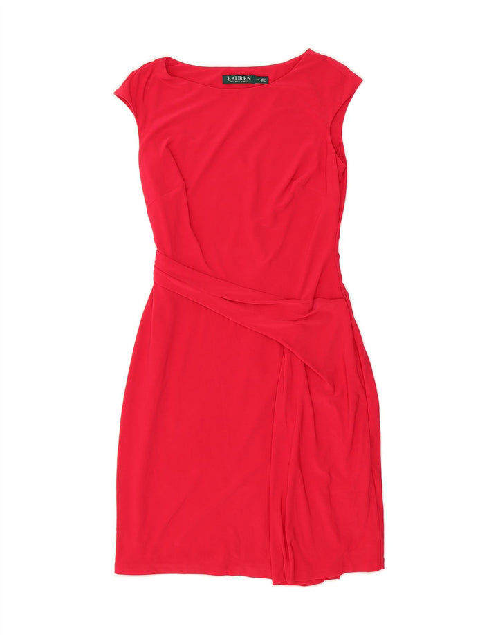 RALPH LAUREN Womens Sleeveless Bodycon Dress US 4 Small Red Polyester Vintage Ralph Lauren and Second-Hand Ralph Lauren from Messina Hembry 