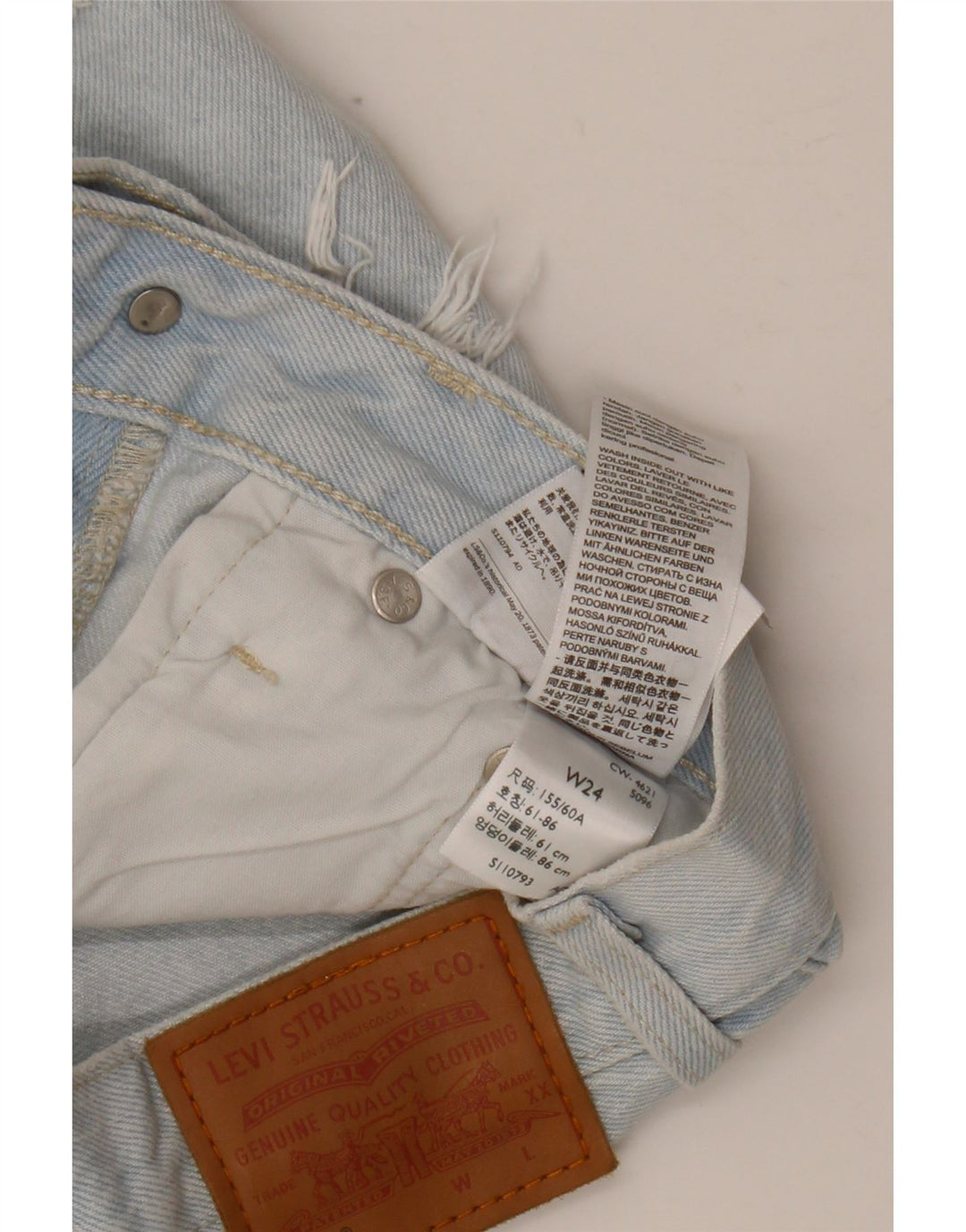 LEVI'S Ženske kratke hlače od trapera 501, W24 XS, plavi pamuk