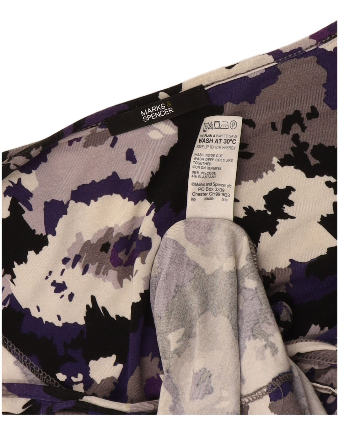Marks & Spencer ženska osnovna haljina 3/4 rukava UK 16 velika ljubičasta kamuflažna