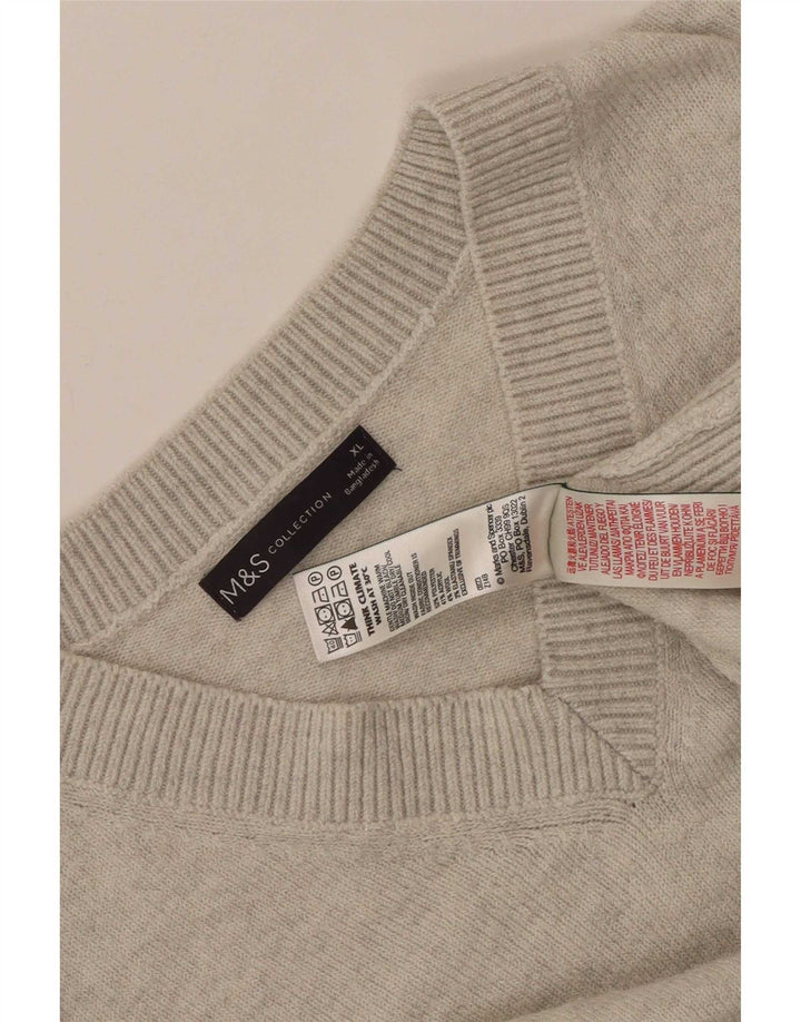 Marks & Spencer muški džemper s V-izrezom XL sivi poliester