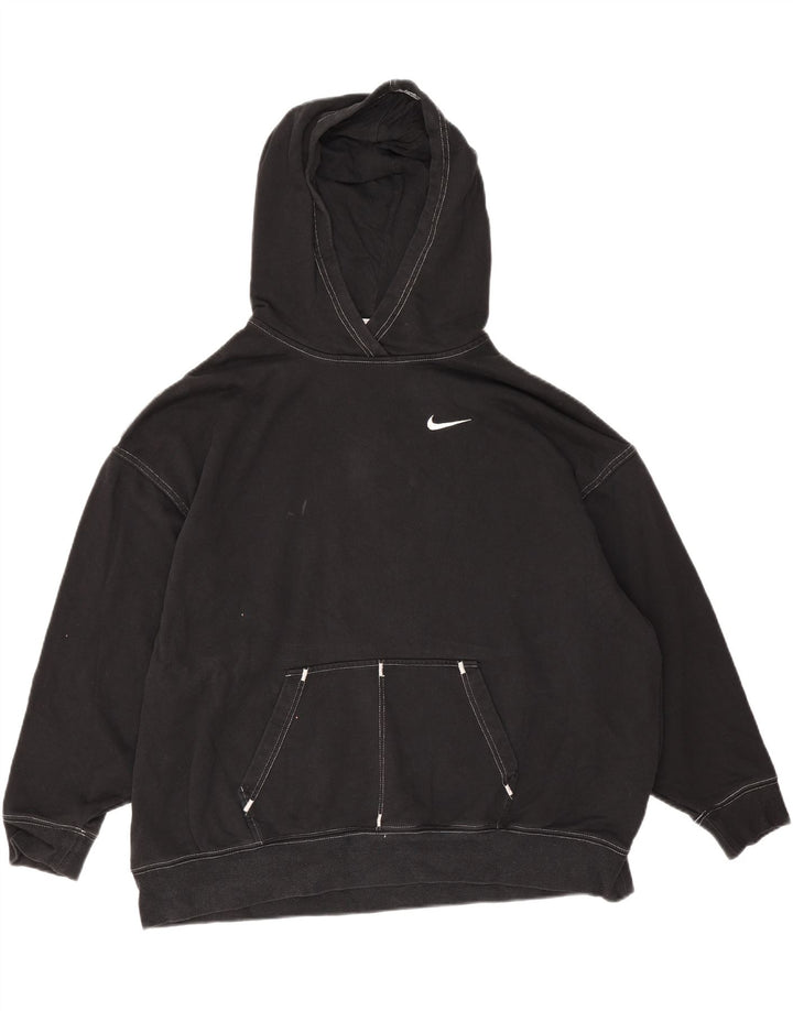 Nike muška velika majica s kapuljačom, mali crni pamuk