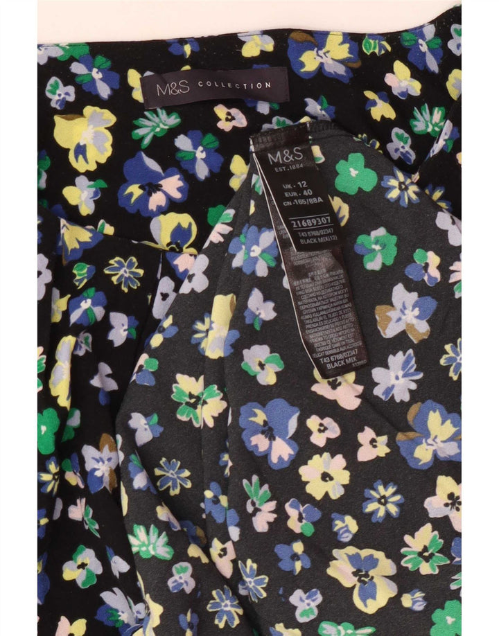 Top ženske bluze Marks & Spencer UK 12 Srednje crni cvjetni poliester