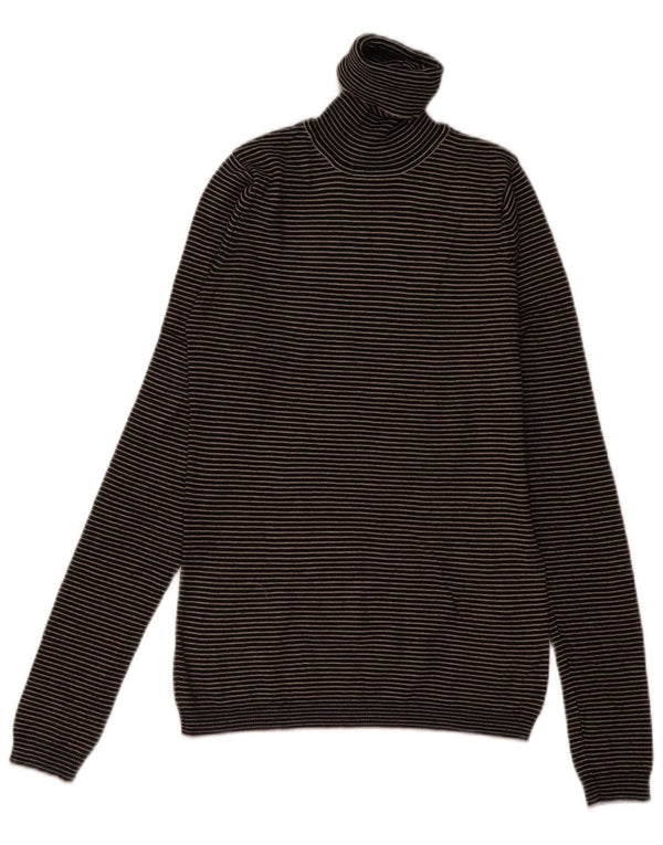 Zara ženski kratki pulover s rol ovratnikom UK 12 Srednje sivi prugasti rajon