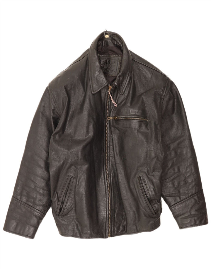 Vintage muška kožna jakna UK 40 velika crna koža