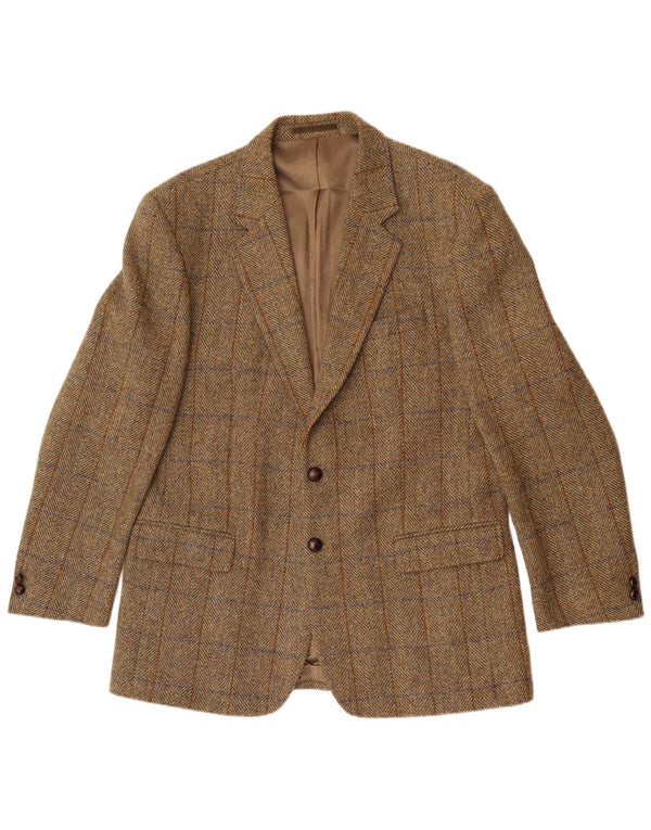 Harris Tweed muška dugačka jakna jakna UK 42 XL kaki riblja kost