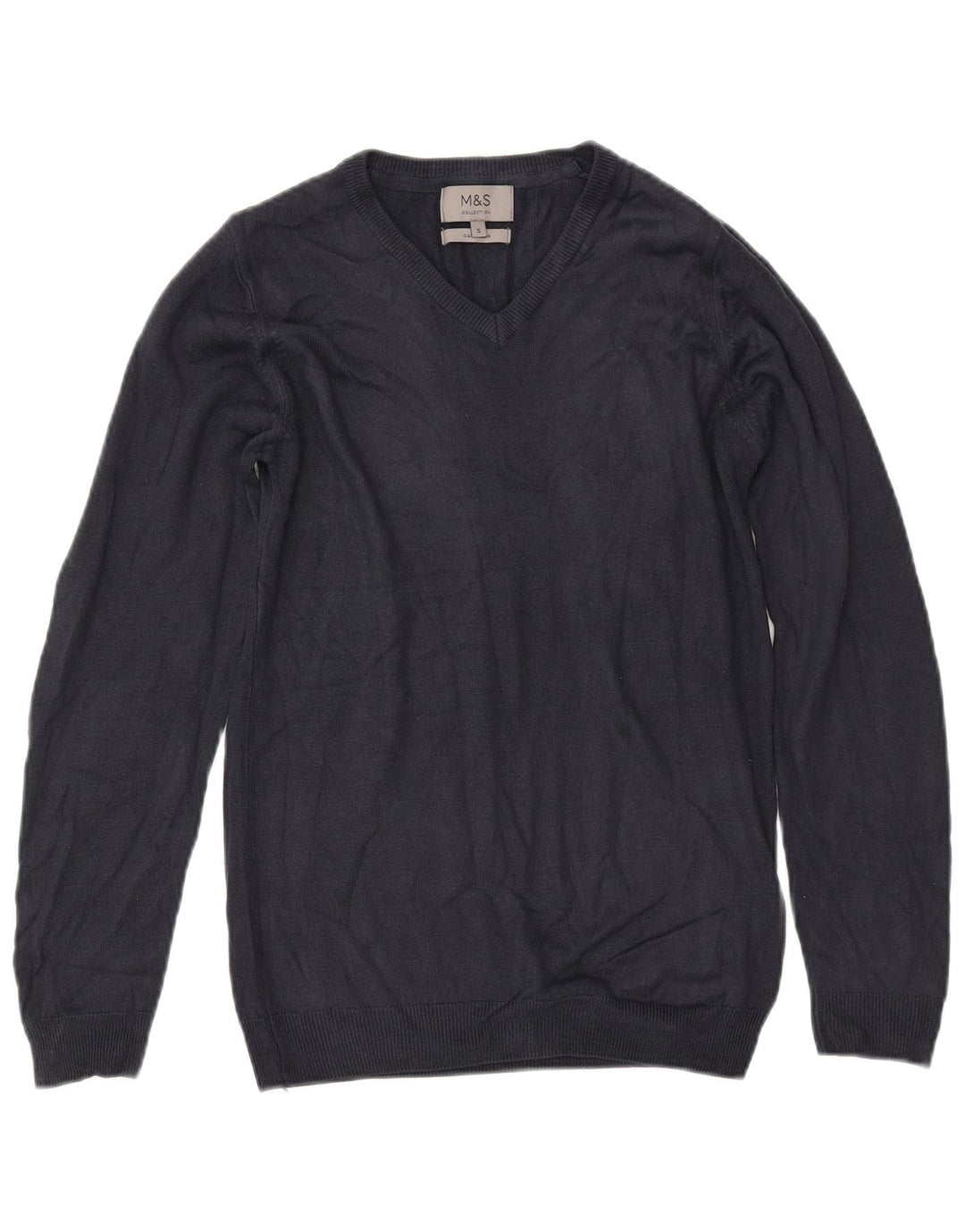 MARKS & SPENCER Ženski džemper s V-izrezom UK 10 Mali tamnoplavi akril