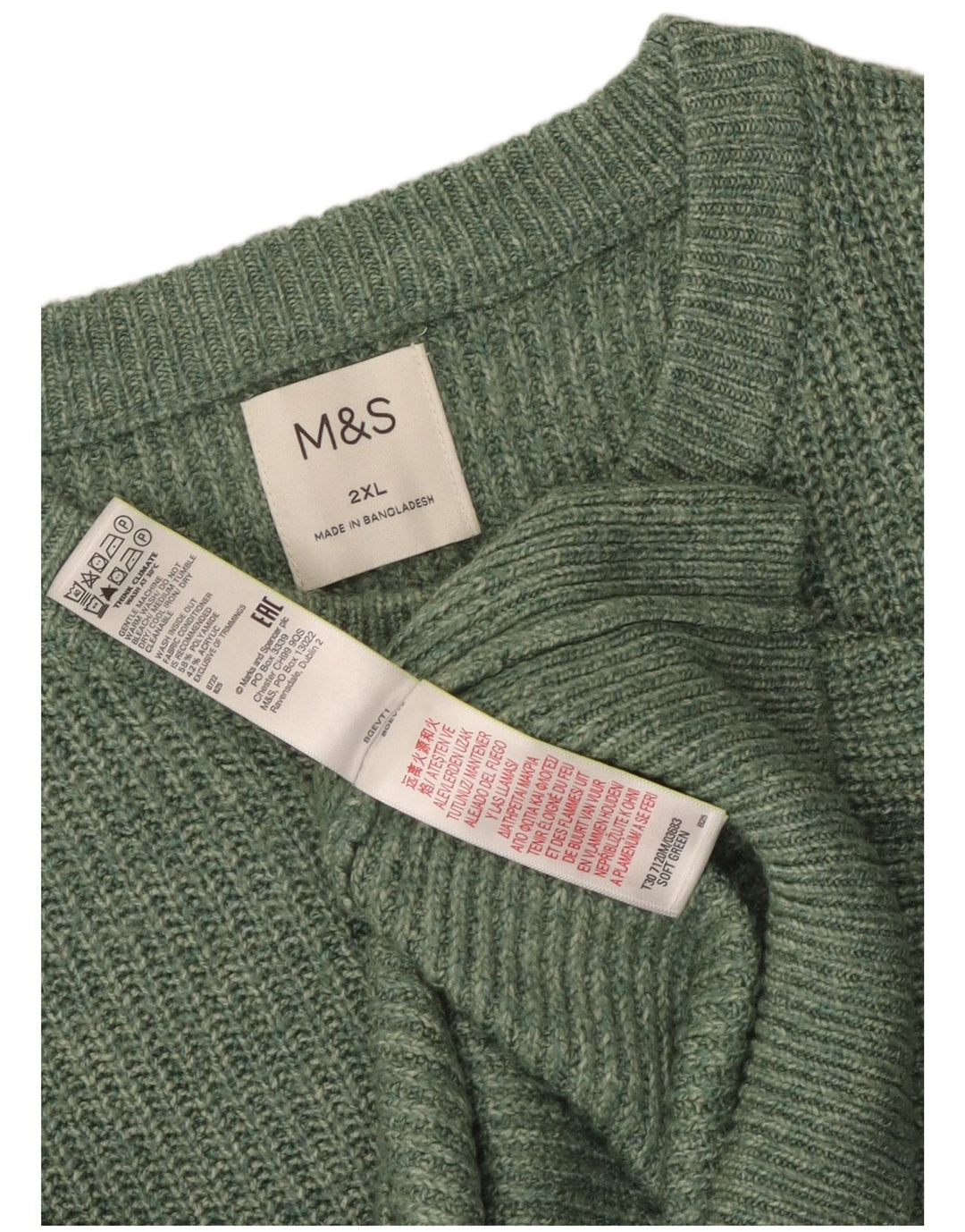 Marks & Spencer muški džemper s okruglim izrezom 2XL zeleni poliamid