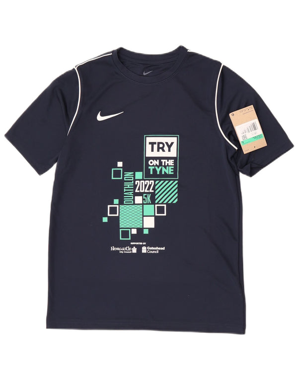 Nike Boys Dri Fit Graphic T-Shirt Top 13-14 Years XL tamnoplavi poliester