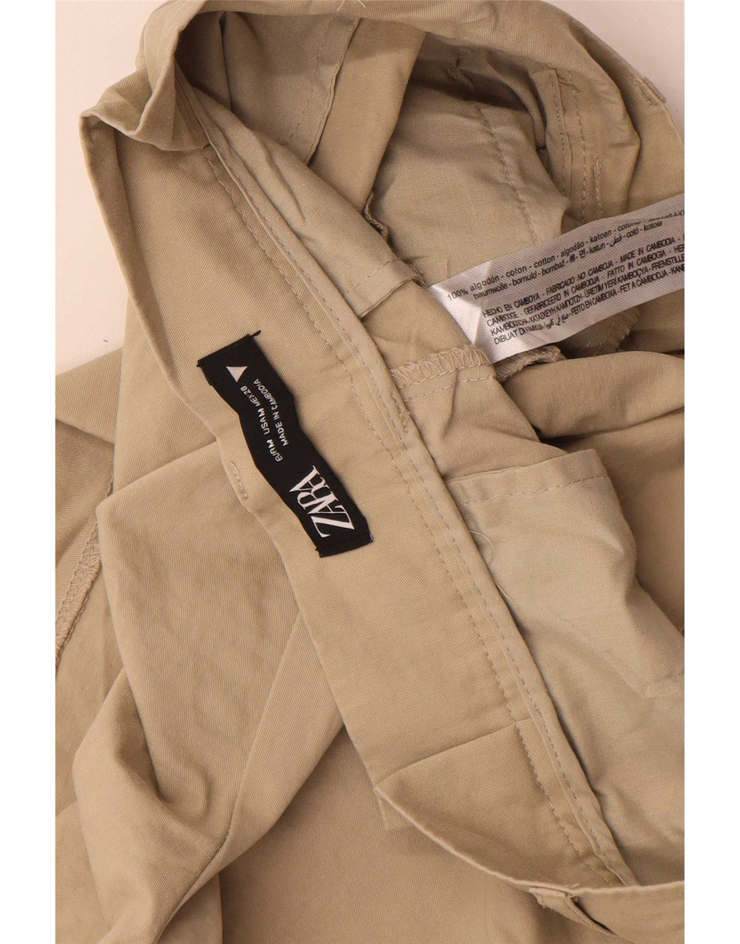 Zara ženske ležerne kratke hlače s štipaljkama srednje veličine W28, bež pamuk