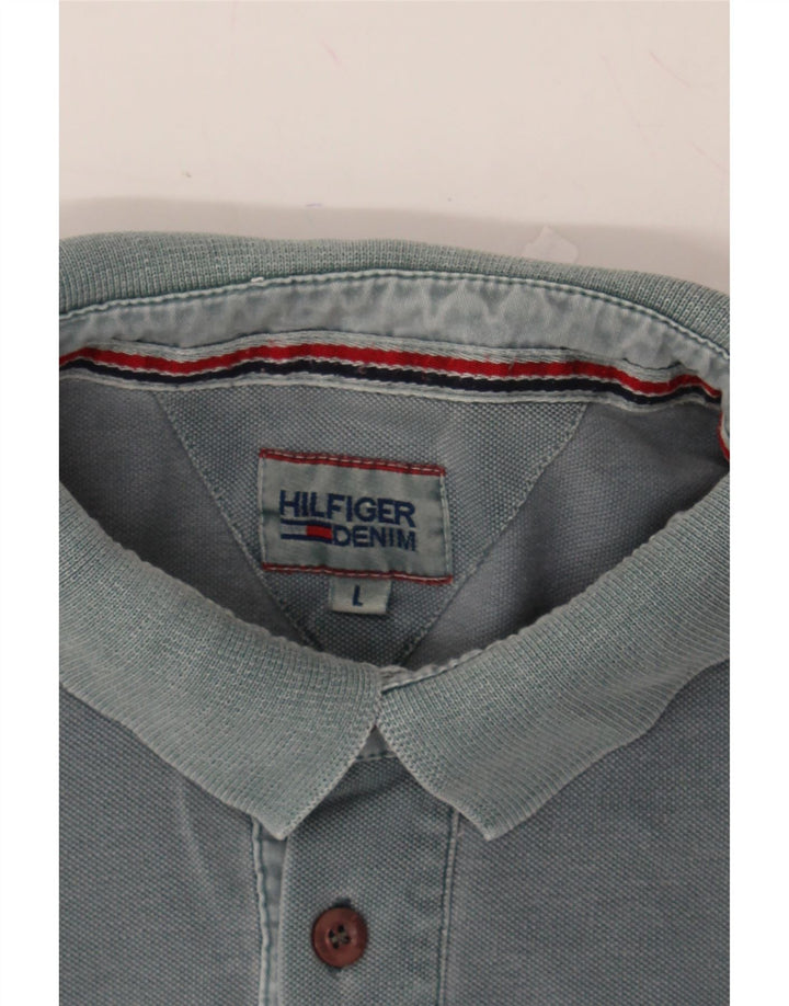 TOMMY HILFIGER Mens Polo Shirt Large Grey Cotton Vintage Tommy Hilfiger and Second-Hand Tommy Hilfiger from Messina Hembry 