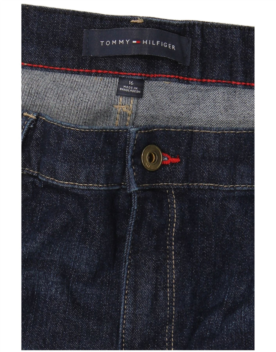 TOMMY HILFIGER Ženske ravne traperice visokog struka US 16 2XL W38 L28 tamnoplave
