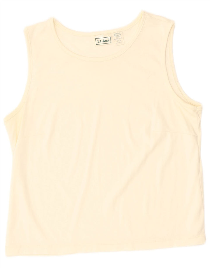 L.L.BEAN Womens Crop Vest Top UK 14 Medium Off White Cotton
