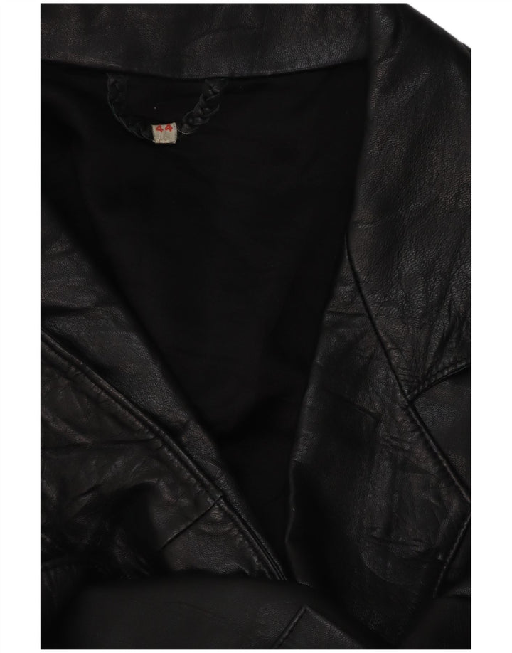VINTAGE ženska kožna jakna s dvostrukim kopčanjem EU 44 XL crna