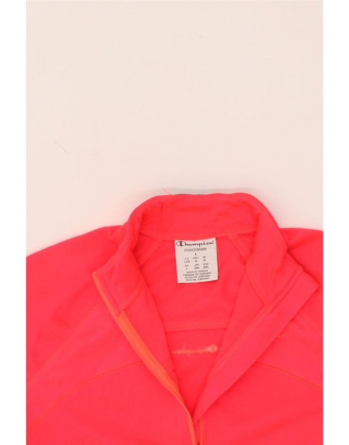 CHAMPION Womens Zip Neck Pullover Tracksuit Top UK 16 Large Pink Vintage Champion and Second-Hand Champion from Messina Hembry 
