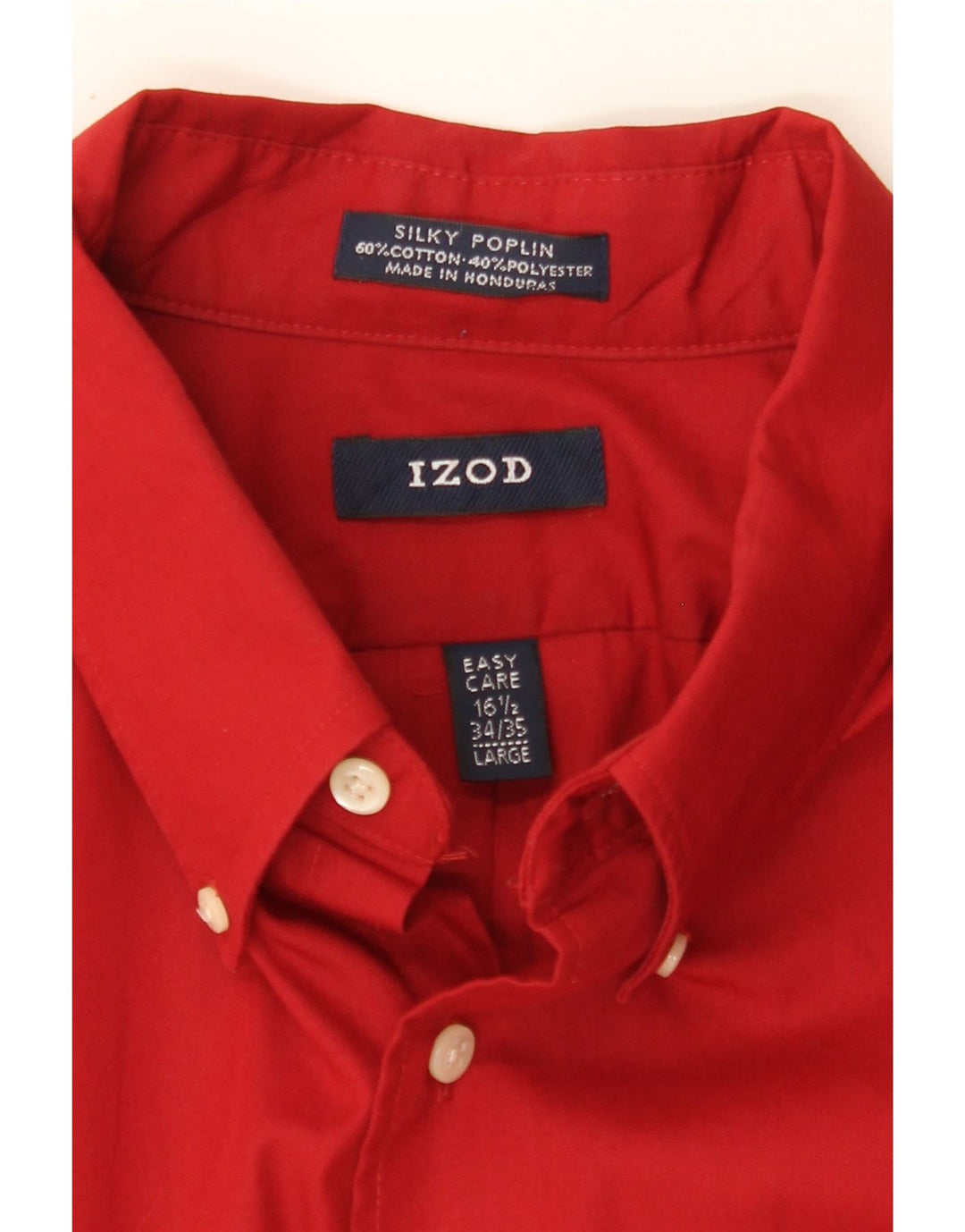 IZOD Mens Easy Care Shirt Size 34/35 Large Red Cotton Vintage Izod and Second-Hand Izod from Messina Hembry 