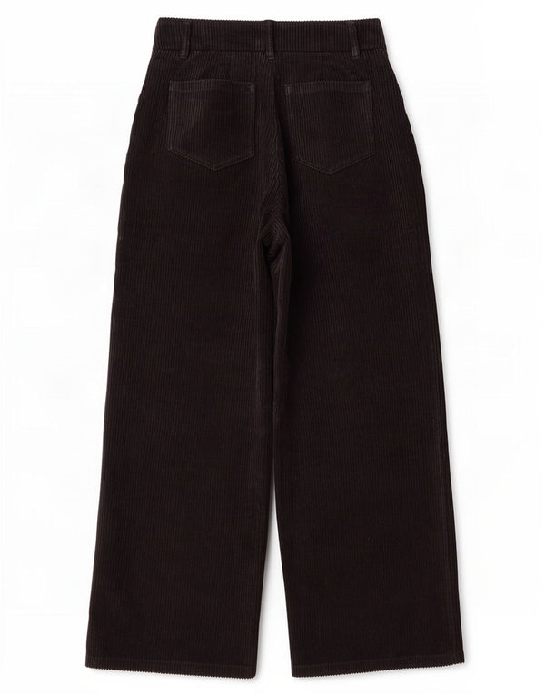 Benetton Womens Wide Leg Capri Corduroy Trousers XS W24 L20 Black Polyester