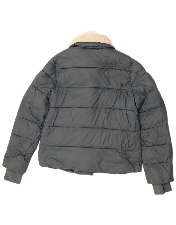 Bijela ženska podstavljena jakna UK 10 Mali plavi najlon