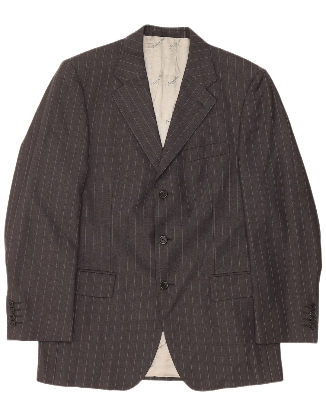 Aquascutum muška jakna sako s 3 gumba UK 40 Vunene velike sive pruge