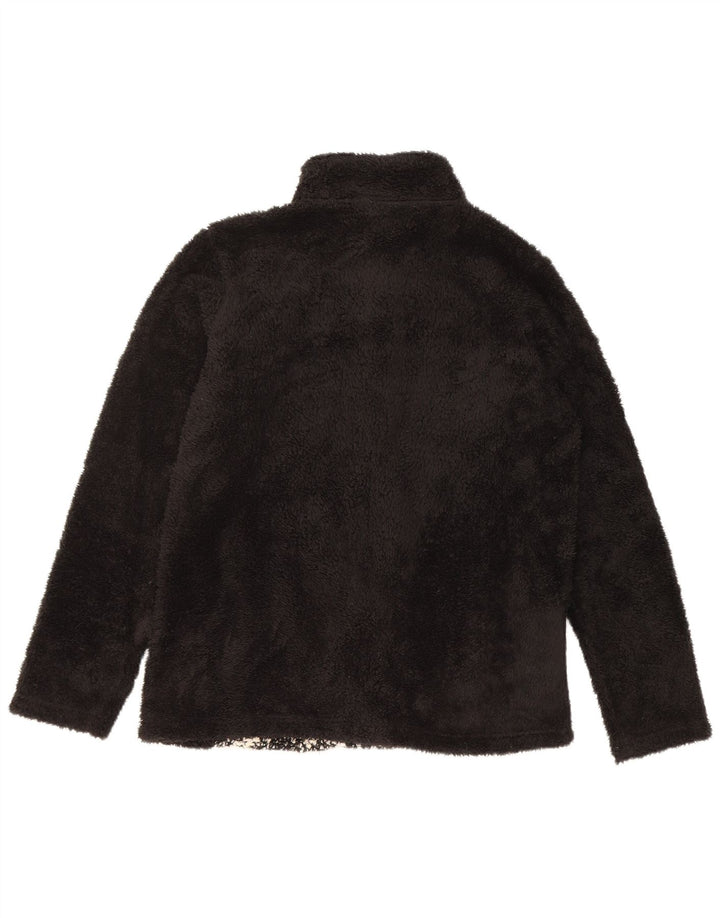 CHAMPION Womens Fleece Jacket UK 16 Large Black Houndstooth Polyester