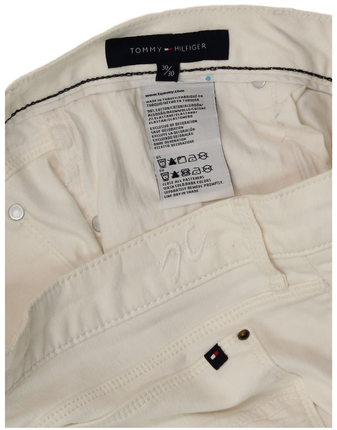 TOMMY HILFIGER Ženske traperice Bootcut W30 L30 Bijeli pamuk