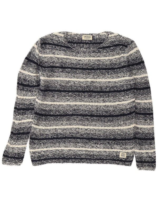 Jack & Jones muški džemper s veznim izrezom XL, tamnoplavi pamuk na pruge