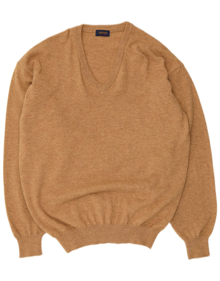 Massimo Dutti muški džemper s V izrezom XL bež vunene boje
